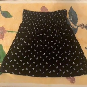Black Floral Print Skirt